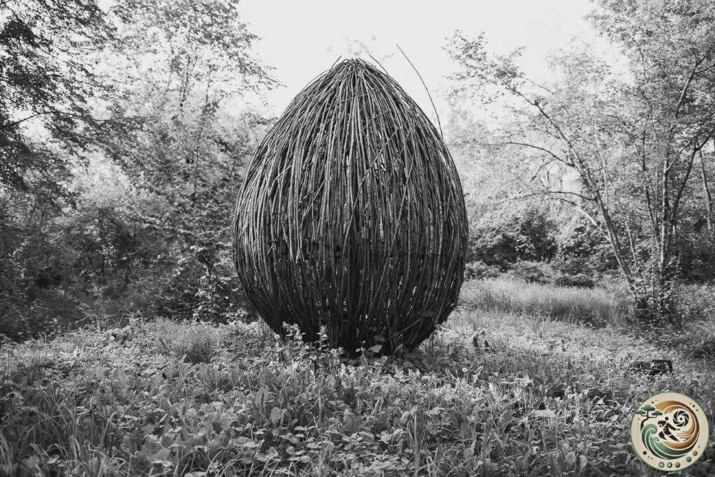 uovo: opera di landart dell'oasi naturalistica del lago di santa croce